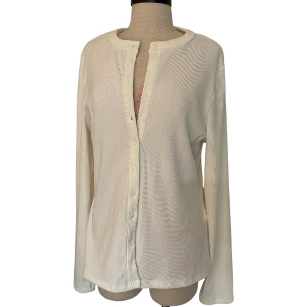 Soft Ivory ribbed womens cardigan New lightweight round neck long sleeve sweater